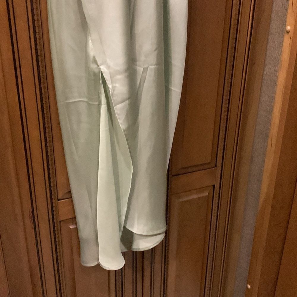 NWOT Free People Sunset Shimmer Satin Midi Slipdress Mint Green Size Medium - Picture 8 of 11